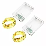 LQWELL 2 Stück LED Lichterkette 3M 30LED, Micro Lichterketten Batteriebetrieben, Mini Wasserdicht Kupferdrahtlampe, Warmweiß, 2 Modi für Xmas Weihnachten Hochzeit Festival Parteien Wohndeko