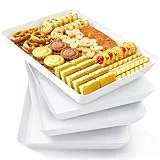 Lifewit 4 Stück Große Servierplatte Kunststoff, 34 x 24 cm/13.5'x9.5' Tablett Serviertablett, BPA-frei Servierplatten Set, Wiederverwendbar für Buffets Feiern Picknicks Snacks Frühstück Party, Weiß