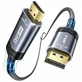 JSAUX 4K DisplayPort auf HDMI Kabel 2M, 4K@30Hz/2K@60/1080P@120 Unidirektionaler [Vergoldete, Geflochten, Aluminiumhülse] DP-Computer zu HDMI-Monitor Kompatibel mit Lenovo, HP, Dell, AMD, NVIDIA