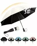 Chakipee Kompakter Reise Regenschirm Groß Sturmfest – Automatik Taschenschirm Tragbarer UV-Schirm für Damen und Herren, 210T Beschichtung 106 cm Spannweite 8 Rippen Taschenschirme Beige