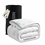 BEFA NATUR Kamelhaar Ganzjahreszeitendecke 200x200 cm – medium & temperaturausgleichend, 100% Kamelhaarfüllung, Bezug aus Baumwolle, Oeko-TEX Klasse 1, Made in Germany, allergikerfreundlich