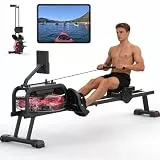 Neezee Rudergerät für zuhause, Rudergerät Wasser mit Professioneller Bluetooth-Monitor und Tablet-Halterung, Max 160kg Belastbar, Vertikale Lagerung, Transporträder für Einfache Bewegung