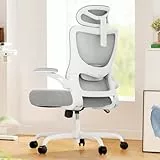 Marsail Bürostuhl Ergonomisch: Schreibtischstuhl mit hohem Rückenlehne-Mesh und Verstellbarer Lendenstütze, drehbaren Arbeitsstuhl für Arbeitsaufgaben mit Rollen, 3D-Armlehnen und Kopfstütze