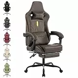 SUKIDA Gaming Stuhl Computerstuhl Ergonomischer Gaming Chair mit Fußstütze Bürostuhl Ergonomischer Computerstuhl mit Lendenwirbelstütze Braun