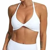 ABOCIW Sport-BHS für Damen, gedreht, überkreuzter Rücken, gepolstert, Workout-Tank-Top, geringe Belastung, Fitnessstudio, Yoga-BH, #1 Weiß, Medium