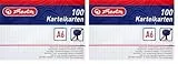 herlitz Karteikarte A6, kariert, weiß, 100 Stück (Packung mit 2)