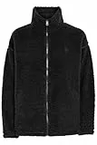 OXMO OXTovine Damen Jacke Übergangsjacke Teddy-Jacke Loose Fit, Farbe: Black (194007), Größe: M