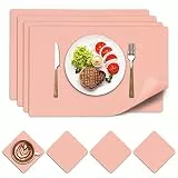 CALIYO Tischsets Abwaschbar,Rrutschfeste Synthetisches Leder platzset und Untersetzer für Zuhause und Restaurant,Tischset Set mit 4 Platzsets Abwaschbar+4 Untersetzern,Doppelseitigen hitzebeständige