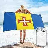 Lsjuee Flagge von Madeira Mikrofaser-Strandtuch, schnell trocknend, übergroße Handtücher, Decke für Reisen, Pool, Camping