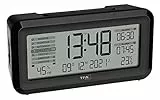 TFA Dostmann Digitaler Funk-Wecker BOXX2, 60.2562.01, deutsches Display, 2 Weckzeiten, Raumklimaüberwachung, mit Wochentag, mit Akku, schwarz, (L) 138 x (B) 52 x (H) 72 mm