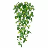 CCILAND 1 Stück Künstliche Pflanzen, Kunstpflanze Hängend wie Echt, Efeutute Künstlich im Topf, Plastikpflanzen Hängend Fake Plant für Wohnzimmer Büro Deco
