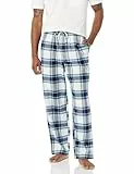Amazon Essentials Herren Atmungsaktive Flanell-Pyjamahose (Erhältlich In Groß Und Schwer), Grau Weiß Karomuster, M