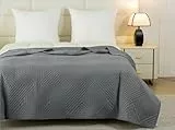 FEBE Tagesdecke Bettüberwurf 170x200 cm Dunkelgrau Überwurfdecke Sofadecke Sofaüberwurf Flauschig Mikrofaser Zimmer Deko Throw Blanket