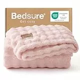 BEDSURE Kuscheldecke Flauschig Bubble Decke - Geschenke für Frauen Sofadecke, Wolldecke & Fleecedecke, Deko Weiche Warme Decke für Zimmer, Wohn- & Kuscheldecken, Tagesdecke, Kristallrosa, 150x200 cm