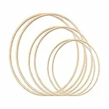 Gukasxi 6 Stück Traumfänger Ringe Set (20cm/25cm/33cm) Holz Bambus Blumenkranz Makramee Ringe Floral Hoop Set Makramee Craft Hoop Ring für Dreamcatcher, Hochzeit Kranz Decor und DIY Handwerk