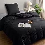 Utopia Bedding Bettwäsche 135x200 Set - Mikrofaser Bettbezug 135x200 cm + 1 Kissenbezug 80x80 cm - Schwarz