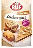 RUF Zuckerguss Karamell, sofort anwendbar als Glasur für Kuchen und Gebäck, cremiger Karamell-Genuss in seidenmatter Optik, 1 x 150g