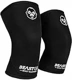 Beast Gear Kniebandage, 7 mm Knieschoner aus Neopren, Doppelschichtig, Kraftsport für Unterstützung und Schutz, Gewichtheben, Crossfit, Powerlifting, Strongman, Kniebeugen, Kreuzheben, L