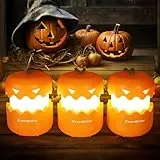 EverBrite Halloween Kürbislaterne 3 Stück Tragbar, Halloween Kürbis Deko Outdoor Licht, Allerheiligen Mitgebsel Geschenke, kleine Halloween LED Lichter mit 9 AAA Batterien