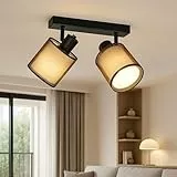 CongShine Deckenleuchte Deckenstrahler 2 Flammig Flur - Deckenlampe Schwarz Deckenspot Vintage E14 Schwenkbar 350° Lampe Decke Wandlampe MAX30W Stoff Warmweiß für Wohnzimmer Küche