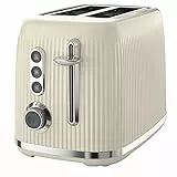 Breville Mutiger 2-Scheiben-Toaster Vanille-Creme mit hohen und breiten Schlitzen | Creme und Chrom Silber [VTR003