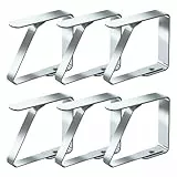 Blooven 6 Stück Tischtuchklammern Edelstahl, Tischdeckenklammer Tischabdeckungsklemmen Tischdecke Clips Tischtuch Clips Silber, Für Tischplatten mit 2,5–4 cm Stärke (Mittel x 6 Stück)