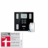 OMRON VIVA – die smarte Körperanalyse-Personenwaage, Stiftung Warentest „Gut“ 10/24, mit Bluetooth & App; misst Körperfett, Gewicht, Viszeralfett, Skelettmuskelmasse, Grundumsatz & BMI; für 4 Nutzer
