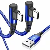 sweguard USB C Kabel 90 Grad Winkel 2Stück 2m Schnellladung, Ladekabel USB C Nylon Type C Kabel für Samsung Galaxy S21 S20 S10 S9 S8 Plus,Note10/9/8,M31 M30s M20,A20e A71 A52 A51 A50 A40 A10 A7,Mi