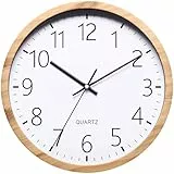 NUOVO 12 Zoll Imitation Holz runde Wanduhr, Wohnzimmer, Schlafzimmer, Küche, leise, Keine Zecken, minimalistische Moderne Retro Wanduhr (30 cm 12 Zoll)