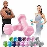 Miweba Sports Neopren Hantelset NKH100 | 𝐏𝐫𝐨𝐟𝐢 Hantel - Hexagon Hanteln Set - Kurzhanteln - Kurzhantel Set - Gymnastikhanteln - Hantel Set - Dumbbell - 0,5-10 Kg (2X 1.0 kg, Rosa)
