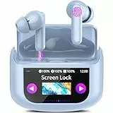QXUFV Bluetooth Kopfhörer mit Touchscreen, In Ear Kopfhörer Kabellos Bluetooth 5.4 mit ANC/ENC Noise Cancelling Mic, 48Std Tiefer Bass Earbuds mit 5 EQ-Modi, USB-C, IP7 Wasserdicht Ohrhörer, Hellblau