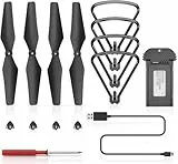 Wipkviey T6 Drohne, Ersatzzubehör-Set mit Propellerschutz, Propellerdeckel, Ersatzlamellen, Schraubendreher, 1 x modularer wiederaufladbarer Li-Po-Akku, 3,7 V, 1200 mAh, Ladekabel