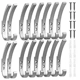 KYOEON 16 Stück Garderobenhaken, Silber Kleiderhaken, Kleiderhaken Wand, Haken zum Schrauben, Handtuchhaken zum Bohren, Wandhaken für Badezimmer, Küche, Tür