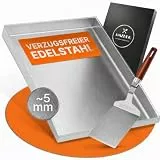 AMZBBQ® Premium Plancha Set - 40 x 30 cm - ca. 5 mm massiver Edelstahl - 20% stärker als herkömmliche Planchas - Grillplatte für Gas & Kohlegrill - Grillzubehör Geschenk für Männer inkl. Grillspachtel