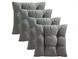 Traumnacht Stuhlkissen Cozy 4er Set, Bequeme Sitzkissen für Gartenstuhl, Küche oder Esszimmer, Indoor u. Outdoor, 38 x 38 x 6 cm, hellgrau