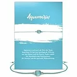 Glücksschmiedin – Edelstein Armband mit Aquamarin & Silberperlen – Heilstein für innere Ruhe & Gelassenheit – Geschenk-Set mit Wunschkarte – Handgefertigt in Deutschland