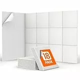 18 St. Quadratische Akustikpaneele selbstklebend, TONOR 30x30x0,9cm Schalldämmung Akustikplatten Schallabsorber Schallschutz Schallisolierung Wand Acoustic Sound Proof Wand Panel für Studio Büro Weiß