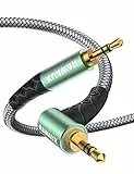 RAWAUX Aux Kabel 90 Grad Klinkenkabel 3,5mm klinke auf 3,5mm Klinke Audio Kabel Rechtwinkliges Stecker auf Stecker Kopfhörerkabel für Kopfhörer, Tablet, Laptop, Auto, Telefone, Lautsprecher (1M)