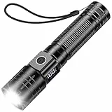 Taschenlampe - Taschenlampe led Aufladbar - Led Taschenlampe Extrem Hell - USB-C Taschenlampe Batterie Camping Flashlight mit 4 Lichtmodi, Stufenlos Dimmbare, Wasserdicht Outdoor Camping Notfäll