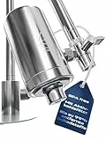 VILTARO® Wasserfilter Wasserhahn mit Kalkschutz – nur 2 Cent/Liter Trinkwasser, BPA-frei, Edelstahl, wassersparender Strahlregler, Aktivkohle | Filter Wasserhahn, Wasserhahnfilter für Trinkwasser
