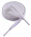 VSUDO 140 CM Feinmaschige Flache Hell Grau Schnürsenkel für Sneaker, 8 mm Breite Sneaker Schnürsenkel, Flache Schuhbänder für Lauf- und Sportschuhe (1 Paar-Hellgrau-140 CM)