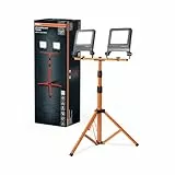 Osram LED Worklight Tripod Baustrahler mit Stativ, 2x50W, 9000lm, 4000K Kaltweiß, höhenverstellbar bis 1,8m, IP65