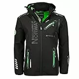 Geographical Norway Herren Softshell Outdoor Jacke Rainman Turbo-Dry Kapuze (L, Schwarz)
