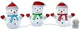 Northpoint Mini 3er Set LED Schneemann Weihnachtsdeko 20cm hoch mit 45 integrierten kaltweiße LEDs zusammenfaltbar für Innen und Außen Gartendekoration Winterdekoration