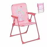 Relaxdays Kinder Klappstuhl, Campingstuhl mit Einhorn-Motiv, HBT 51,5x36x37,5 cm, Picknickstuhl Outdoor, Faltstuhl, bunt