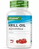 Krill Öl - 120 Kapseln - Markenrohstoff: Superba Antarktis Krillöl - Reich an EPA + DHA + Astaxanthin + Phospholipide + Omega 3 Fettsäuren - Aus nachhaltigem Anbau