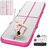 FBSPORT Airtrack Matte, 10cm Hoch Verdicken 2M Tumbling Matte,Gymnastikmatte mit Luftpumpe,Trainingsmatte mit Tragetasche,Turnmatte für Zuhause, Outdoor,Yoga