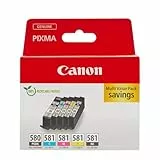 Canon Tinten-Multipack - PGI-580/CLI-581 Original Drucker Tintenpatronen 5er-Pack (1 x Schwarz, 1 x Cyan, 1 x Magenta, 1 x Gelb & 1 x Schwarz druckerpatronen)