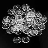 50 Stück Transparent Knöpfe, 15 mm Reversibel zum Annähen, 2 Löcher Buttons für Bekleidung, Bettwäsche, Handwerk und Nähen
