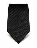 Vincenzo Boretti Herren Krawatte reine Seide gestreift edel Männer-Design zum Hemd mit Anzug für Business Hochzeit 8 cm schmal/breit schwarz